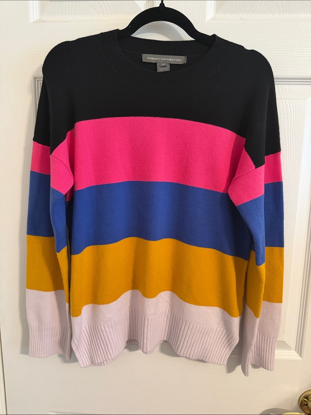 French Connection Multicolor Striped Crewneck Sweater Sz Medium